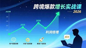 跨境爆款增长实战课，教授用户意图洞察、内容飞轮搭建、精准广告投放，助力卖家2026年利润倍增-网创项目总站