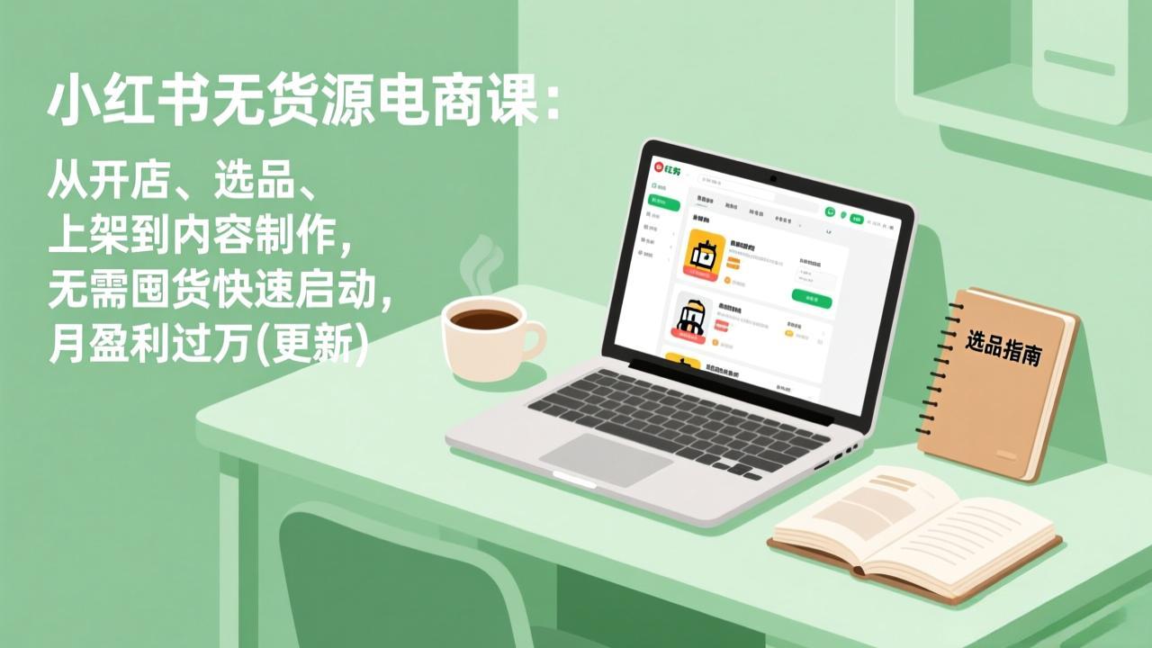 小红书无货源电商课：从开店、选品、上架到内容制作，无需囤货快速启动，月盈利过万(更新-网创项目总站