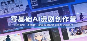 零基础AI漫剧创作营：出图剪辑、AI操作，配套专属配音克隆与动画素材-网创项目总站