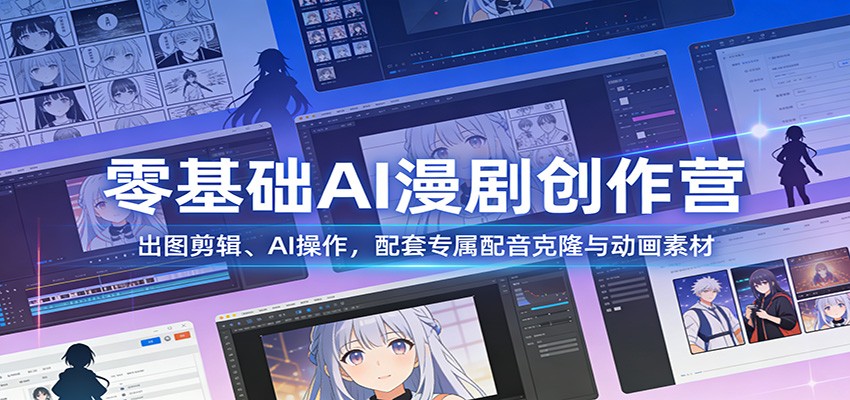 零基础AI漫剧创作营：出图剪辑、AI操作，配套专属配音克隆与动画素材-网创项目总站