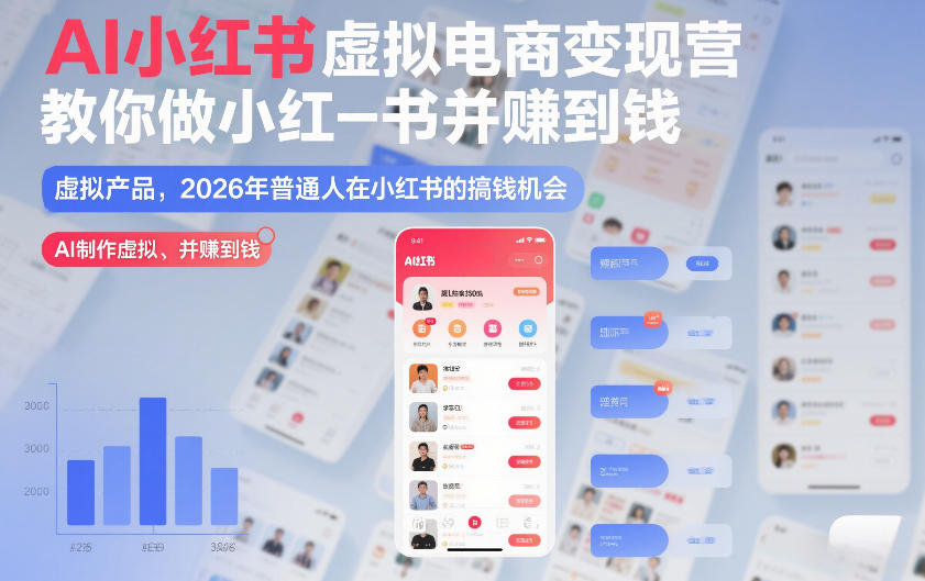 AI小红书虚拟电商变现营，教你做小红书并賺到钱，虚拟产品，2026年普通人在小红书的搞钱机会(完结)-网创项目总站