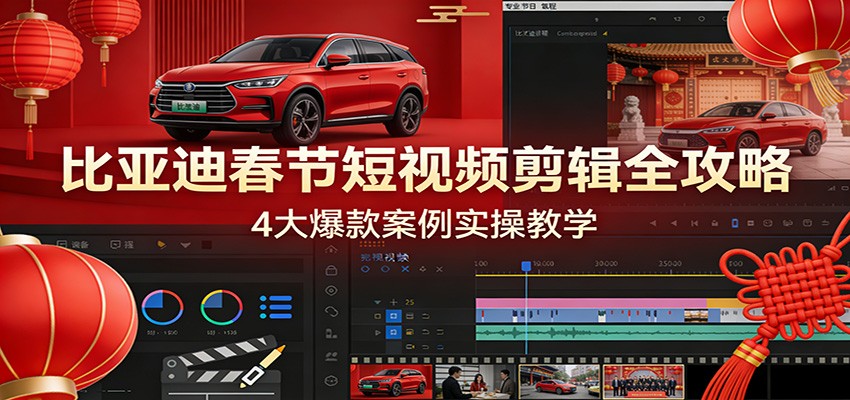 比亚迪春节短视频剪辑全攻略，4大爆款案例实操教学-网创项目总站