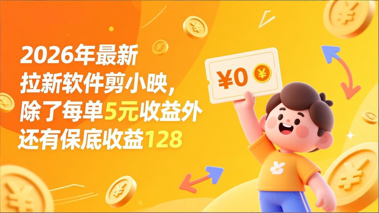 最新拉新软件剪小映，除了每单5元收益外还有保底收益128-网创项目总站