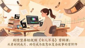 剧情竖屏短视频《女人不易》剪辑课：从素材到成片、助你成为能驾驭复杂故事的剪辑师-网创项目总站