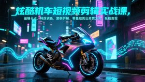 炫酷机车短视频剪辑实战课，运镜卡点、特效调色、案例拆解，零基础剪出高赞大片，吸粉变现-网创项目总站