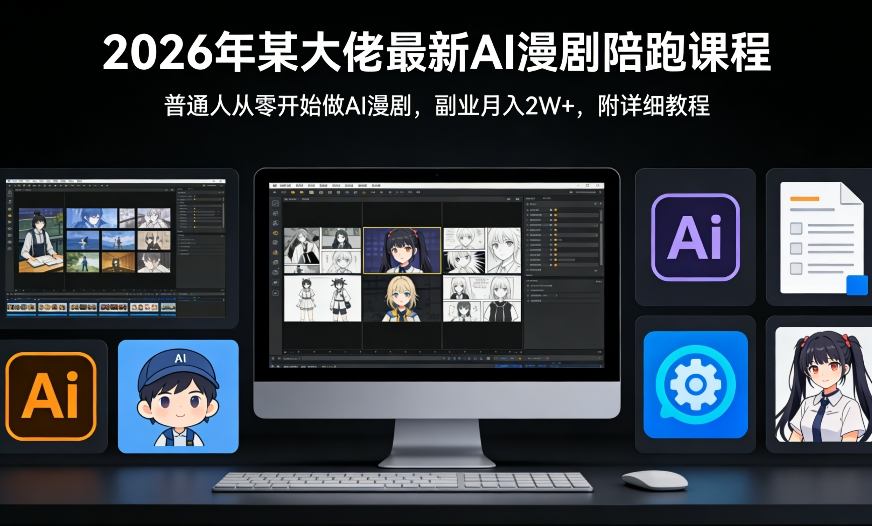 26年某大佬最新Ai漫剧陪跑课程，普通人从零开始做AI漫剧，副业月入2W+-网创项目总站