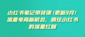小红书笔记带货课，流量电商新机会，抓住小红书的流量红利(更新26年2月)-网创项目总站