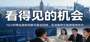 2026看得见的机会，12小时商业趋势洞察见面会回放，实战案例可直接落地优化-网创项目总站