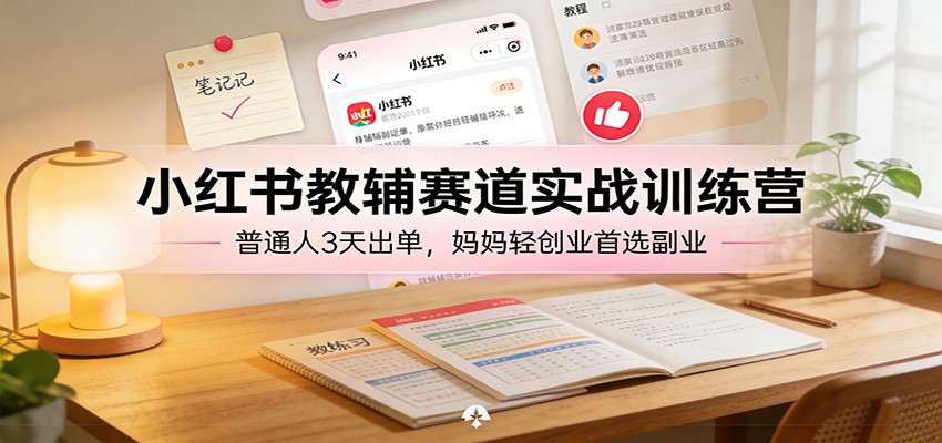 小红书教辅赛道实战训练营：普通人3天出单，妈妈轻创业首选副业-网创项目总站
