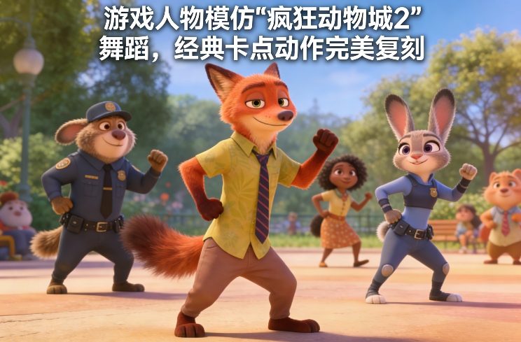 游戏人物模仿“疯狂动物城2”舞蹈，经典卡点动作完美复刻-网创项目总站