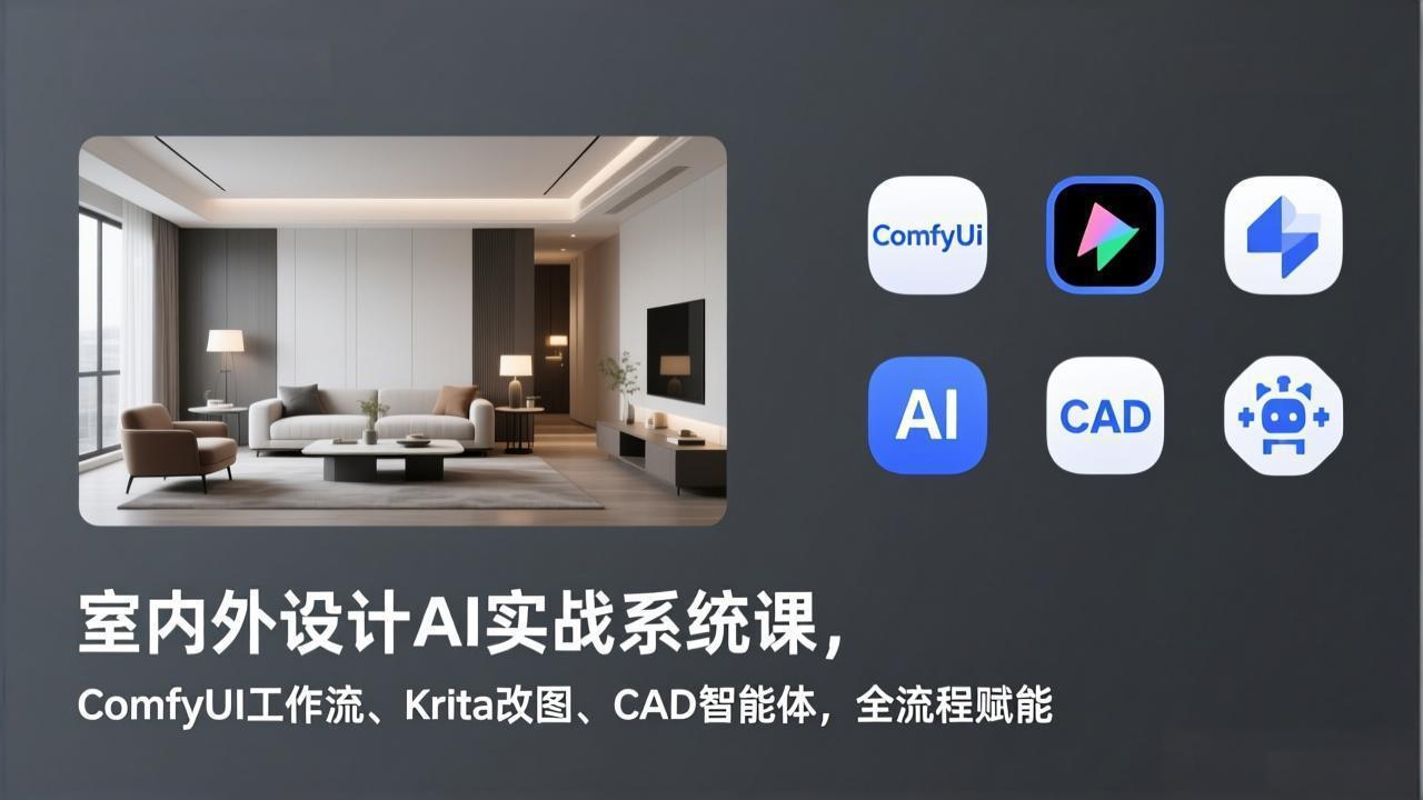 室内外设计AI实战系统课，ComfyUI工作流、Krita改图、CAD智能体，全流程赋能-网创项目总站