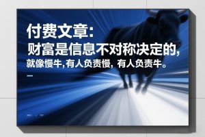 付费文章：财富是信息不对称决定的，就像慢牛，有人负责慢，有人负责牛-网创项目总站