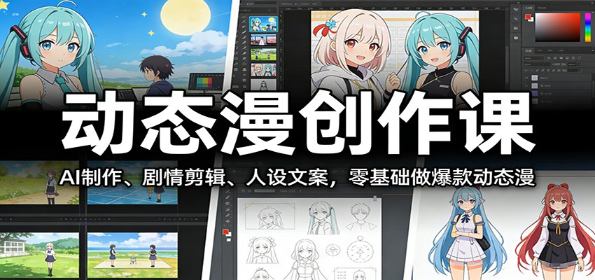 动态漫创作课：AI制作、剧情剪辑、人设文案，零基础做爆款动态漫-网创项目总站