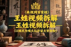 央视网百家姓–王姓视频拆解，以姓氏为噱头拉停留点赞涨粉-网创项目总站
