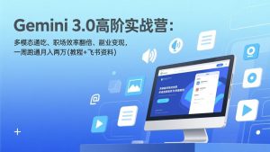 Gemini 3.0高阶实战营：多模态通吃、职场效率翻倍、副业变现，一周跑通月入两万(教程+飞书资料-网创项目总站