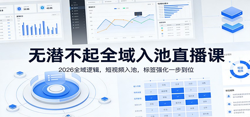 无潜不起全域入池直播课：2026全域逻辑，短视频入池，标签强化一步到位-网创项目总站