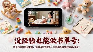 没经验也能做书单号：育儿古风情感全类型，抠图混剪到发布，学员单条视频收益破2000+-网创项目总站