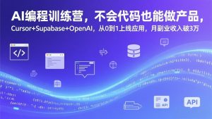 AI编程训练营，不会代码也能做产品，Cursor+Supabase+OpenAI，从0到1上线应用，月副业收入破3万-网创项目总站