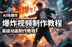 AI场景爆炸视频制作教程，利用人物实拍视频制作出高级的动画特效-网创项目总站