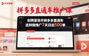拼多多直通车推广课，别再盲目开拼多多直通车，这样做推广7天日出500单-网创项目总站