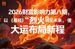 2026财富影响力第八期，以《易经》智慧洞见未来，借“离火”大运布局新程-网创项目总站
