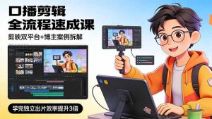 口播剪辑全流程速成课，剪映双平台+博主案例拆解，学完独立出片效率提升3倍-网创项目总站
