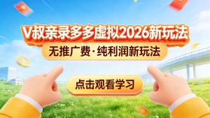 0 成本起步！拼多多虚拟电商新玩法，V 叔带你日入三张-网创项目总站
