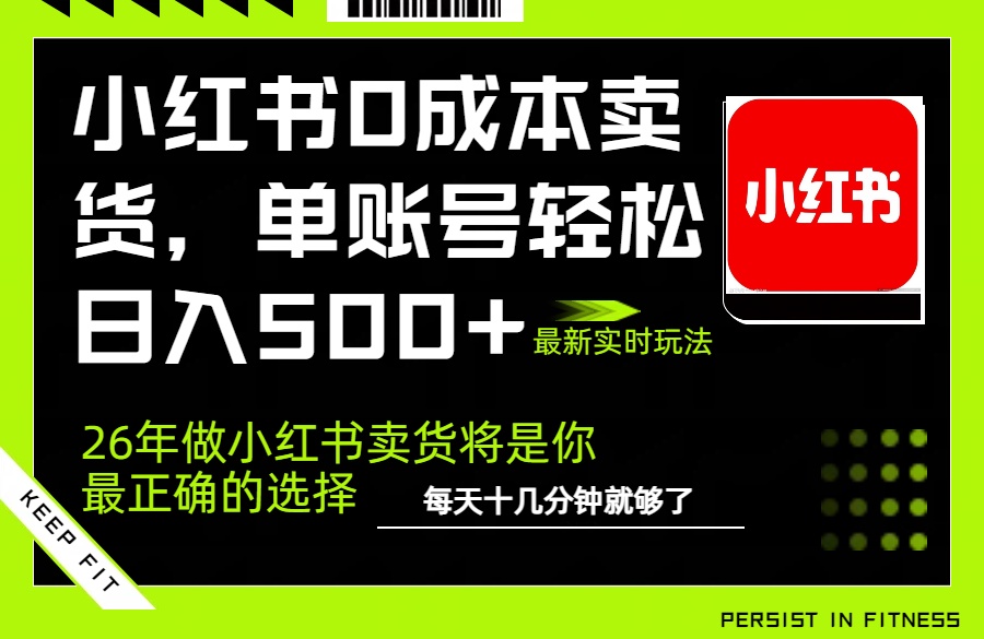 小红书0成本AI卖货，单账号轻松日入500+，完全托管AI，可矩阵放大-网创项目总站
