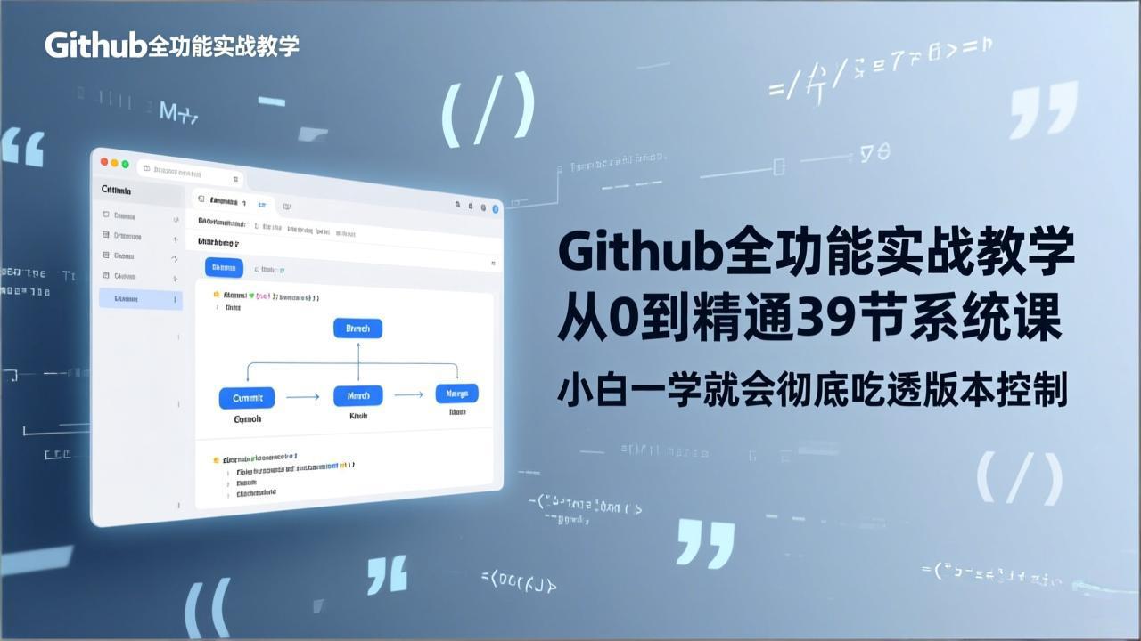 GitHub-全功能实战教学，从0到精通39节系统课，小白一学就会彻底吃透版本控制-网创项目总站