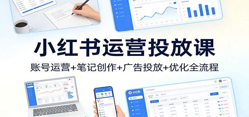 小红书运营投放课：账号运营+笔记创作+广告投放+优化全流程-网创项目总站