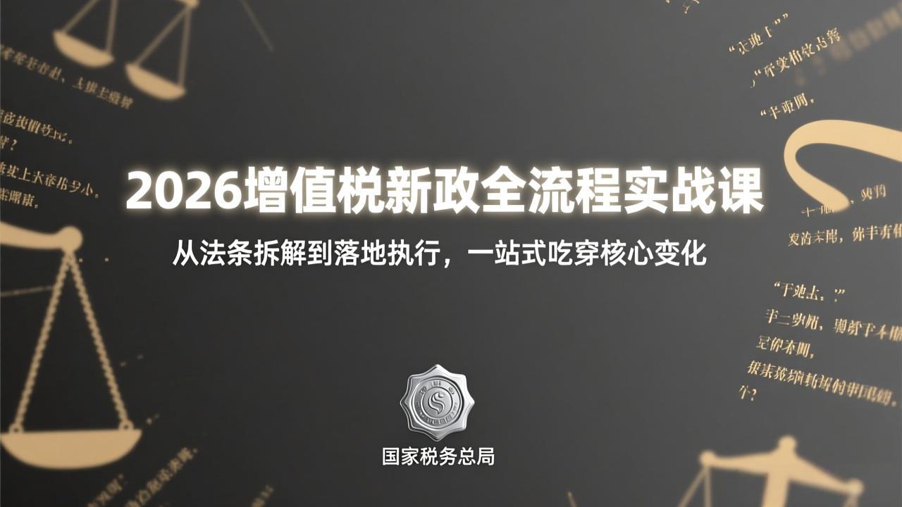 2026增值税新政全流程实战课：从法条拆解到落地执行，一站式吃透核心变化-网创项目总站