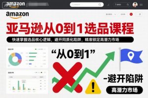 亚马逊从0到1选品课程，快速掌握选品核心逻辑，避开同质化陷阱，精准锁定高潜力市场(更新)-网创项目总站