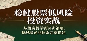 稳健股票低风险投资实战：从投资哲学到买卖策略，低风险盈利体系完整搭建-网创项目总站