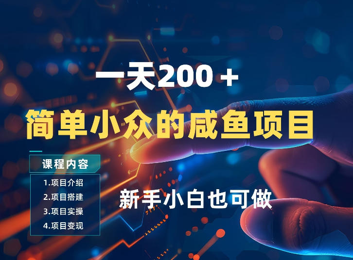 一天收入2张，一个简单小众的咸鱼项目，0门槛小白也能做-网创项目总站