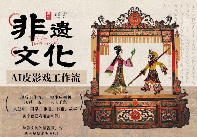 AI一键生成民俗文化非遗皮影戏视频，一刀不剪无需剪辑，30S一条，一天上百条，流量财富嘎嘎猛-网创项目总站
