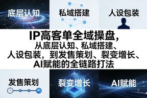 IP高客单全域操盘，从底层认知、私域搭建、人设包装，到发售策划、裂变增长、AI赋能的全链路打法-网创项目总站
