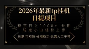 2026年最新tp挂机日提项目：稳定日入1000+小白轻松上手-网创项目总站