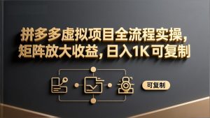 拼多多虚拟项目全流程实操，矩阵放大收益，日入 1K 可复制-网创项目总站