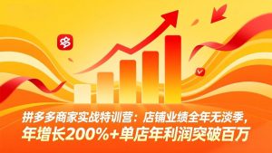 拼多多商家实战特训营：店铺业绩全年无淡季，年增长200%+单店年利润突破百万(26年3月更新-网创项目总站