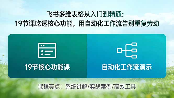 飞书多维表格从入门到精通：19节课吃透核心功能，用自动化工作流告别重复劳动-网创项目总站