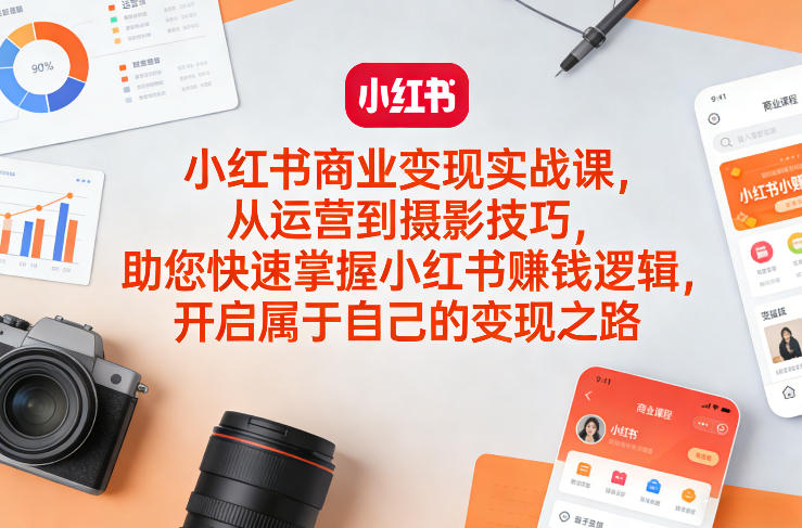 小红书商业变现实战课，从运营到摄影技巧，助您快速掌握小红书賺钱逻辑，开启属于自己的变现之路-网创项目总站