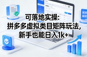 可落地实操：拼多多虚拟类目矩阵玩法，新手也能日入1k+【揭秘】-网创项目总站