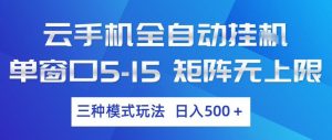 云手机全自动挂G，单窗口5-15，矩阵无上限，三种模式玩法，日入5张+【揭秘】-网创项目总站