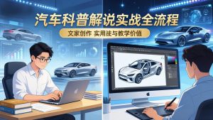 抖音汽车科普解说实战：文案+动画+画面处理+去水印全流程，打造专业汽车科普视频-网创项目总站