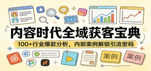 内容时代全域获客宝典：100+行业爆款分析，内部案例解锁引流密码-网创项目总站