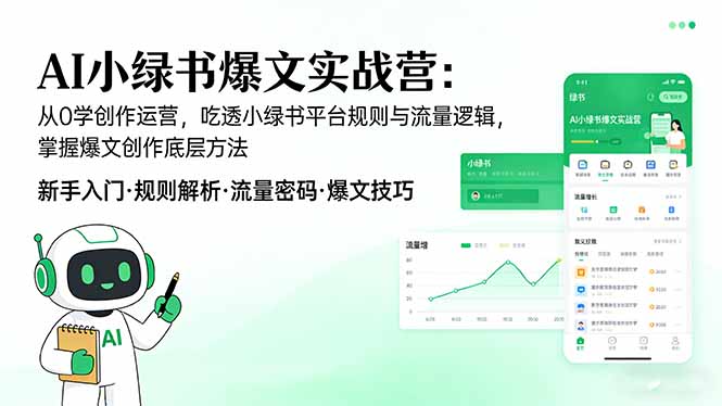 AI 小绿书爆文实战营：从0学创作运营，吃透小绿书平台规则与流量逻辑，掌握爆文创作底层方法-网创项目总站