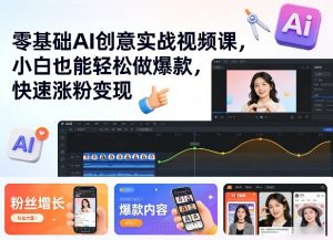 零基础AI创意实战视频课，小白也能轻松做爆款，快速涨粉变现-网创项目总站