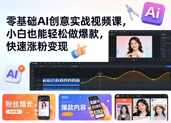 零基础AI创意实战视频课，小白也能轻松做爆款，快速涨粉变现-网创项目总站