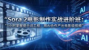 Sora 2电影制作实战进阶班：1小时掌握提示词工程，用AI合作产出电影级视频-网创项目总站