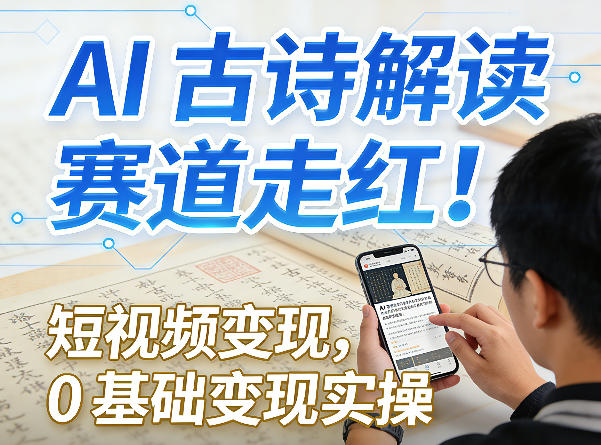 AI古诗解读赛道走红！短视频变现，0基础变现实操-网创项目总站